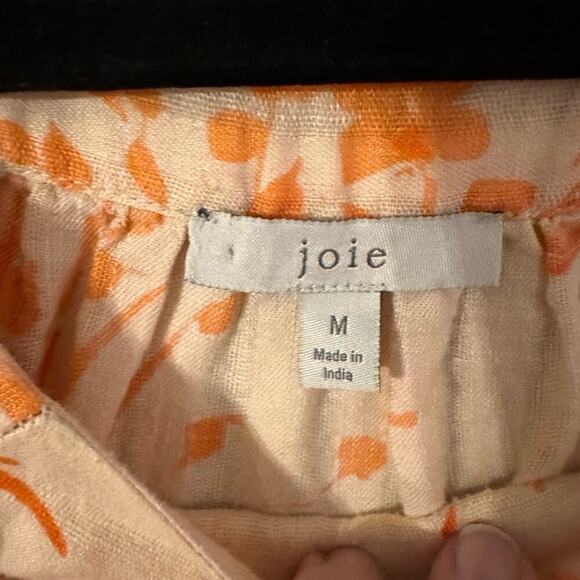 Joie Cadby Linen Balloon Long Sleeve Square Neck Peasant Floral Size Medium - Picture 4 of 5